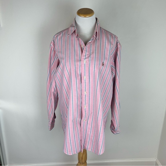 Ralph Lauren Menswear Oversized Button Down Shirt Pink Stripe - Picture 1 of 5